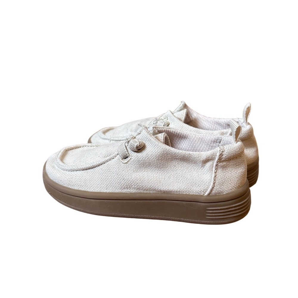 Gap Boat Shoes Kids Cream Canvas Moc Toe Slip On Sneakers SIZE 7